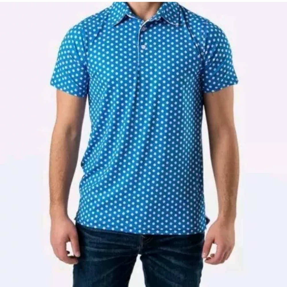 Chalktalk Sports Pop Fly Polo Shirt Men 2X Baseball AOP Blue Sporty Active Golf
